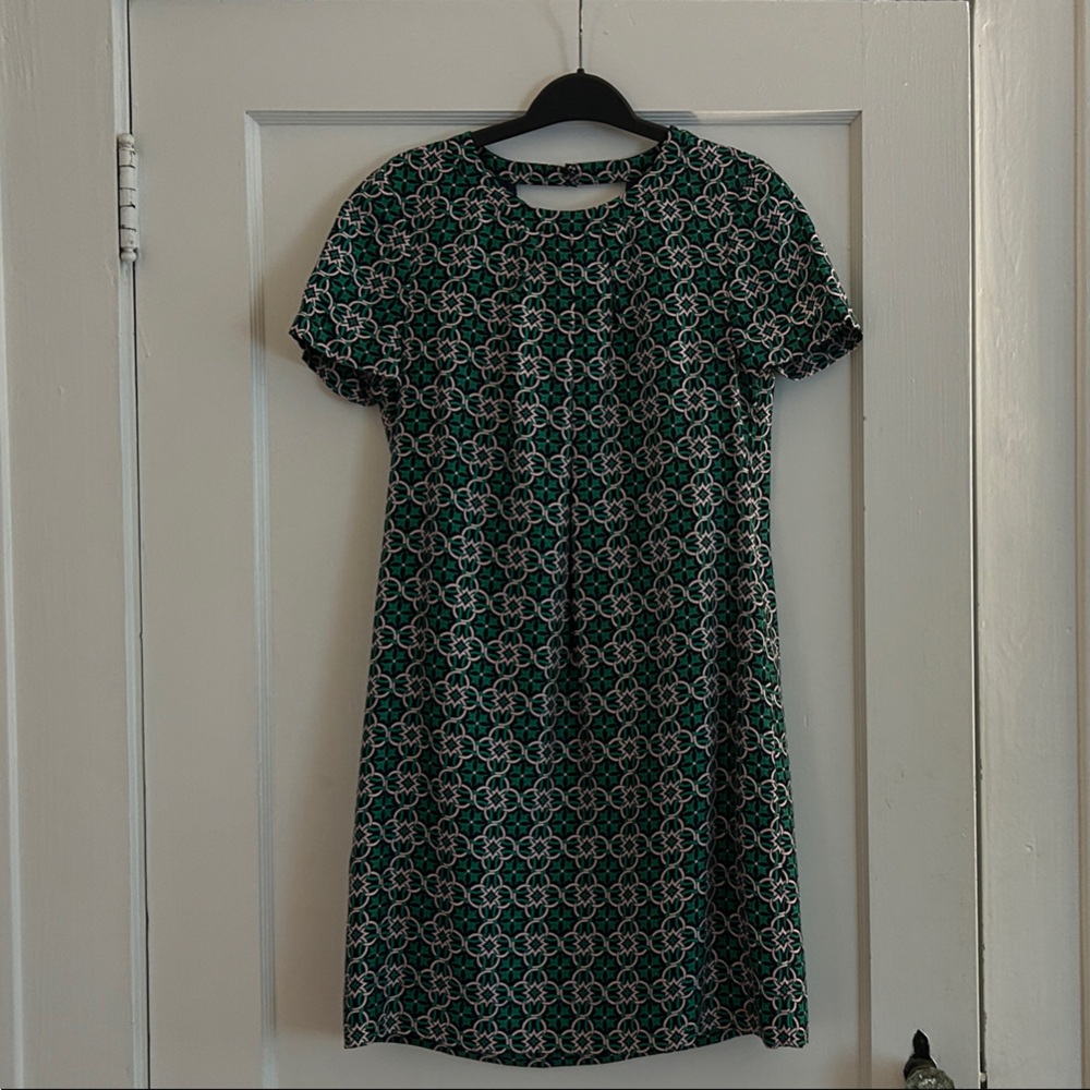 J. Crew Green and White Mini Dress